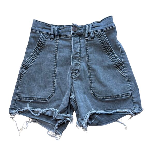 We The Free People Day Camp Cargo Shorts Green Khaki Utility Size 26 Gorpcore - Picture 2 of 6